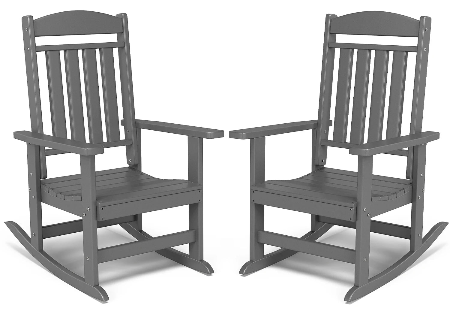 FOOWIN 2pcs Oversized High Back Outdoor Patio Rocking Chair All Weather HDPE Porch Rocker Adult Garden Lawn Indoor