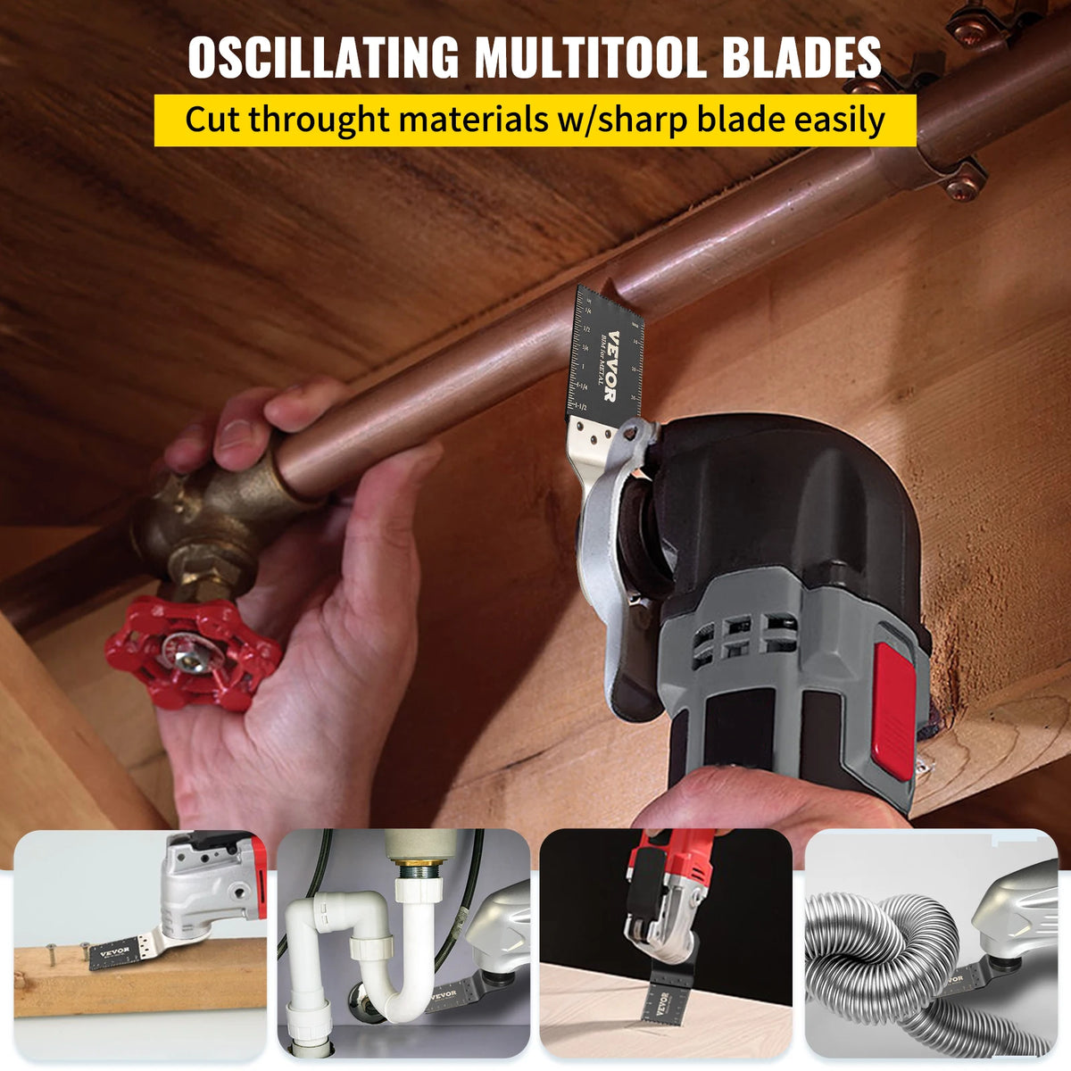 SucceBuy 100PCS Oscillating Saw Blades Quick Release Multitool Blades Kit HCS Tool Blades Cut Cutter for Wood Plastic Metal Nail