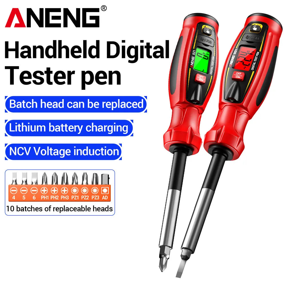 ANENG B21 NCV Voltage Tester Pen, Rechargeable AC 30~1000V Non Contact Detector, Live/Null Wire Breakpoint Finder Screwdriver, Electrician Test Tool