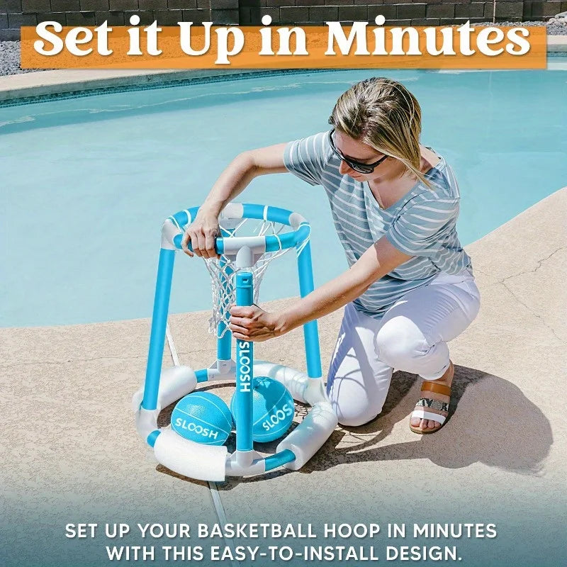 Joyfy Summer Pool Basketball Hoop, Floating Basketball Pool Game, Swimming Floats with Balls for Kids & Adults