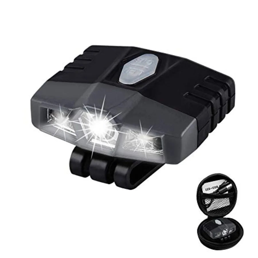 Ultra Bright Mini Hands Free LED Clip on - Rechargeable Waterproof Hat Light Flashlight Portable Headlamp for Running Fishing C