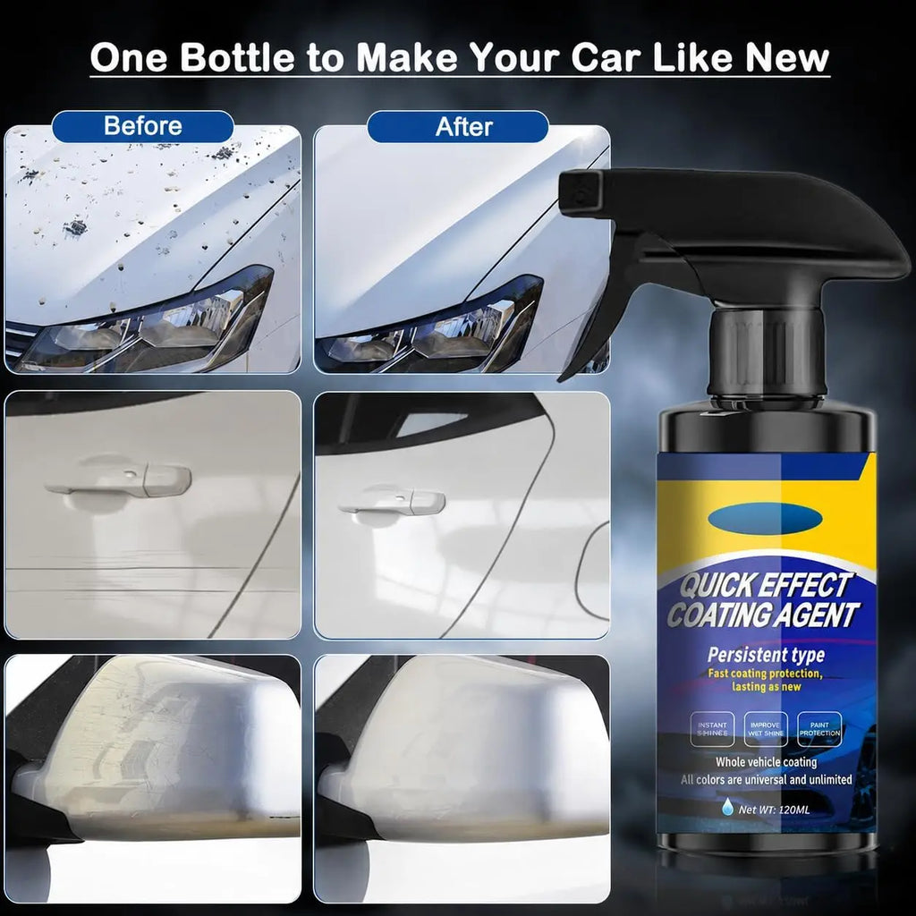 120ML New Car Multifunctional Quick Effect Coating Agent Spray 3 in 1 High Protection Quickly Coat Car Wax Auto Scratch Wax Polish Spray Waterless Wash