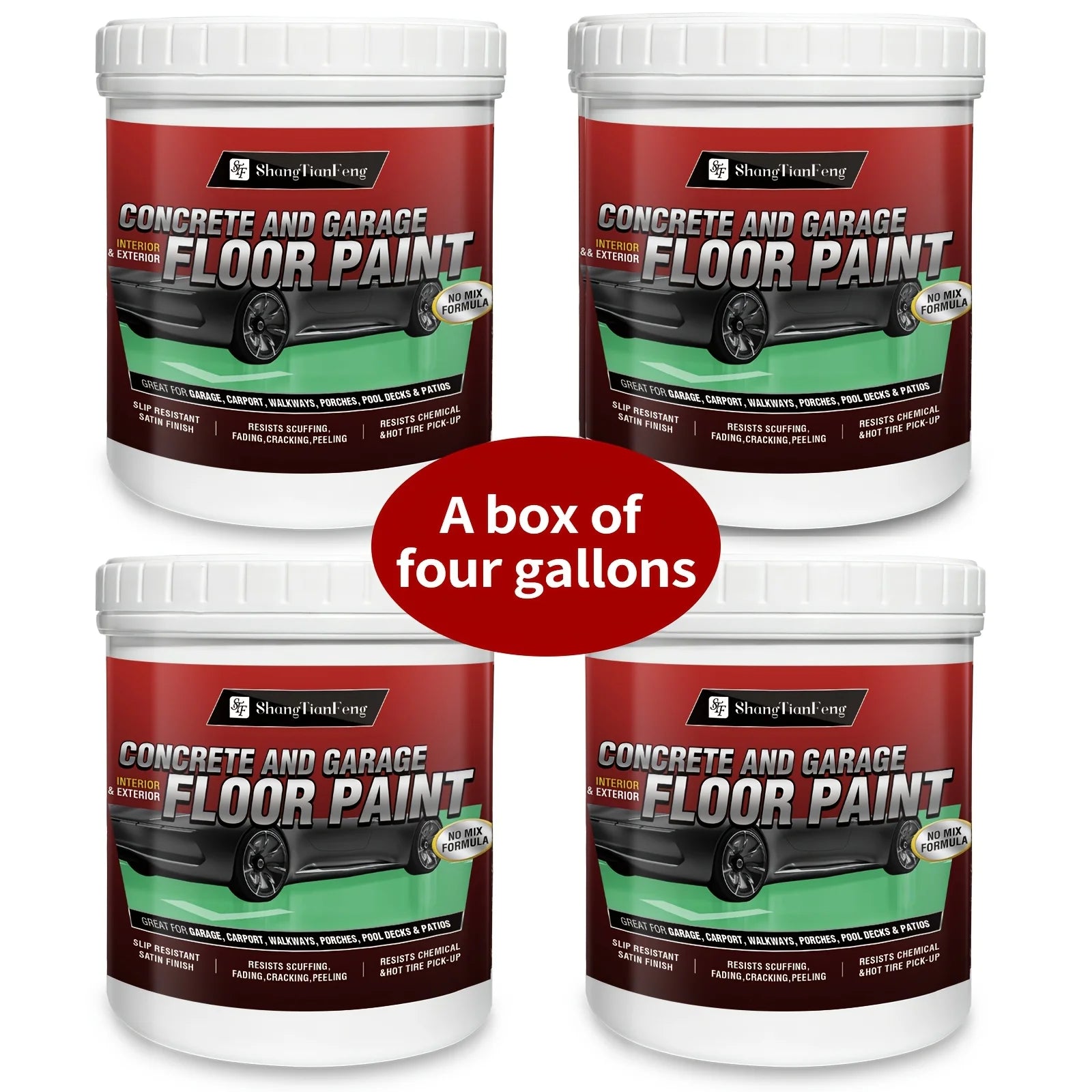One-Gallon Three-in-One Epoxy Floor Coating: High-Wear-Resistant Acrylic Self-Leveling Floor Paint for Workshops, Garages, and Concrete Floors. Ideal for Floor Renovation and Refurbishment, Provides a Glossy Finish. Perfect f
