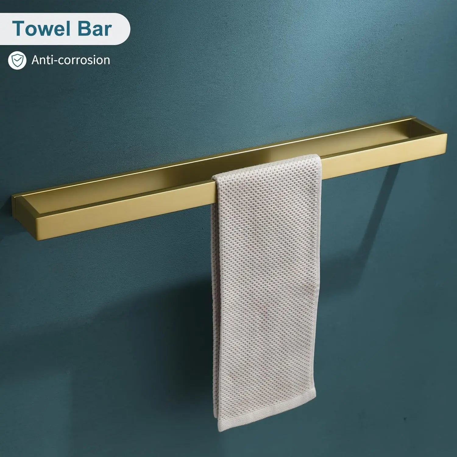 Gold Bathroom Accessory Set, 4 Pieces, Stainless Steel, Wall Mount