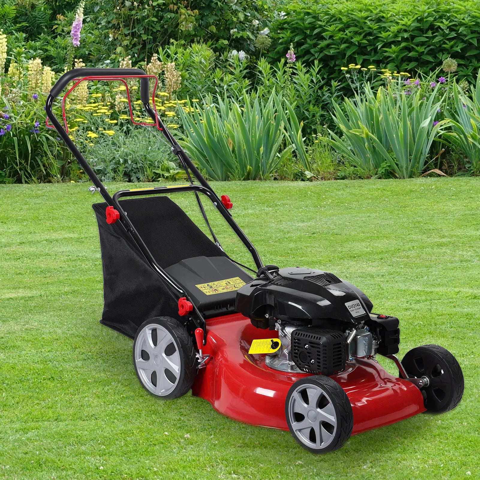 Self-Propelled Lawn Mower, 141cc Gas Engine Lawn Mower, Push Lawn Mower with 50L Gas Tank