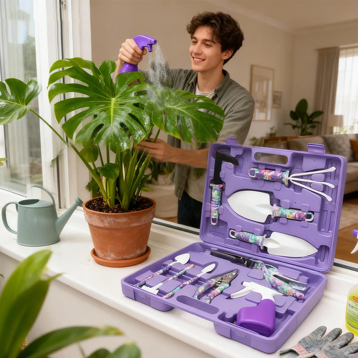Flower Print Gardening Set, Hand Gardening Tools, 10 Pieces