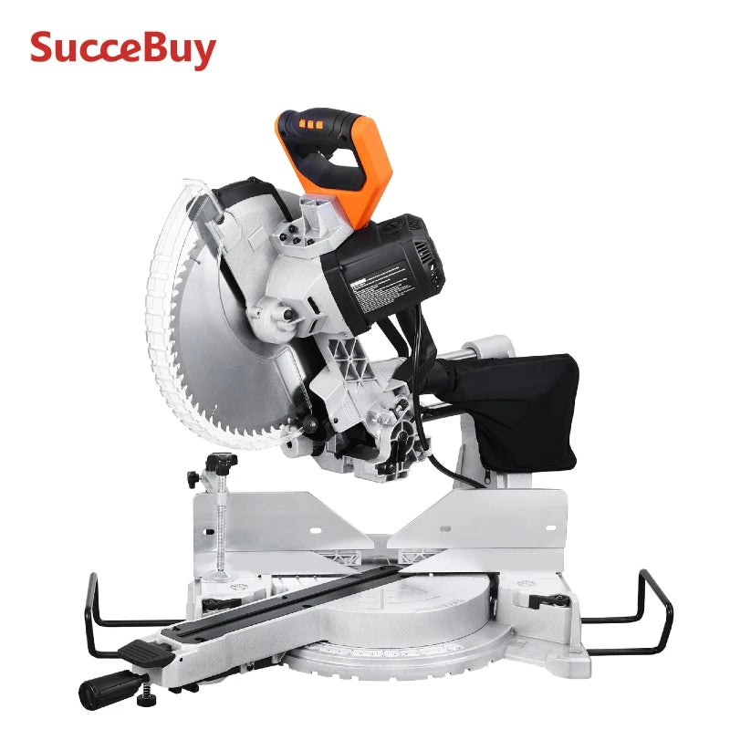 SucceBuy Sliding Compound Miter Saw 12-Inch Blade 15Amp Motor 60-Tooth Corded Double Bevel Sliding Miter Saw LED Alignment