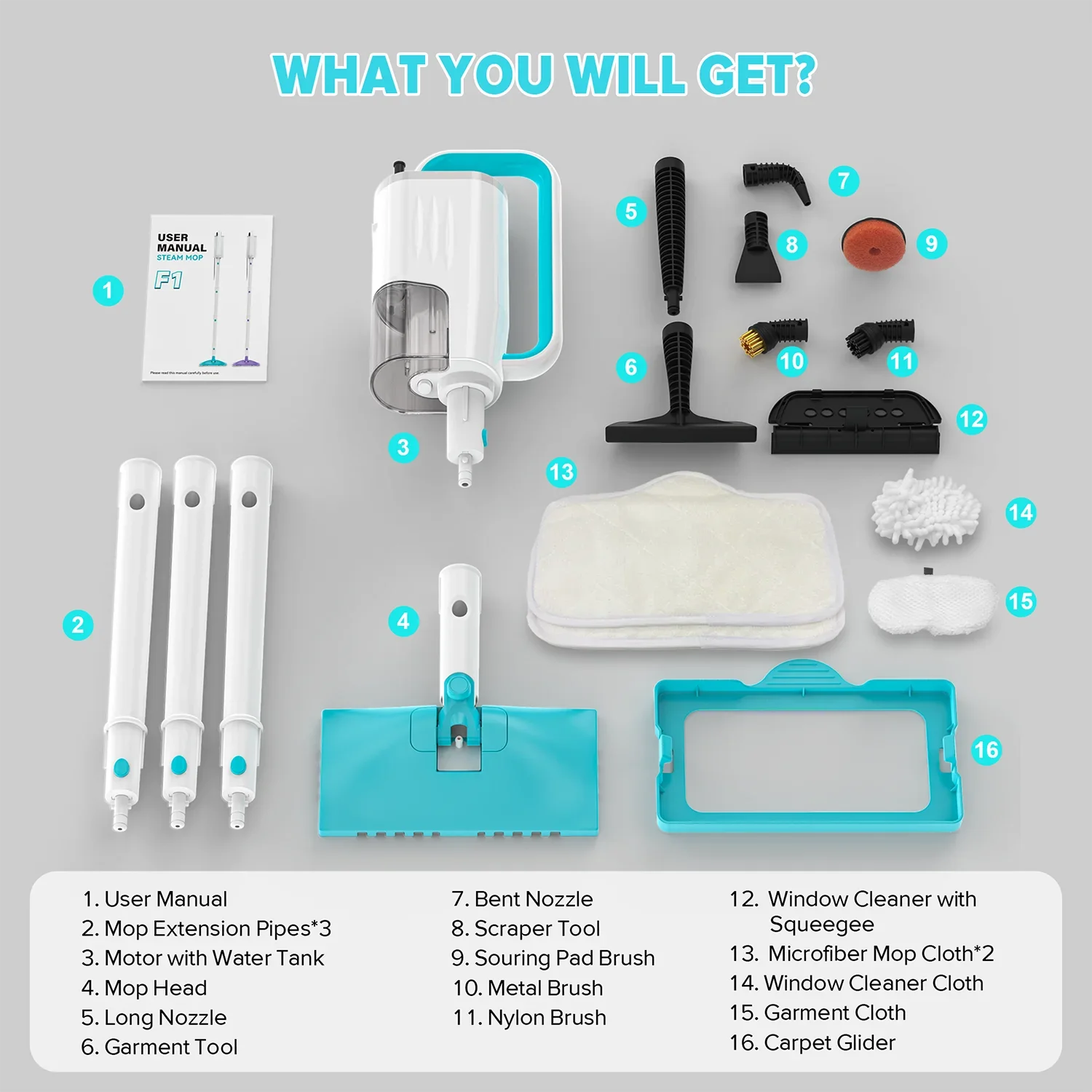INSE Steam Mop 1200W Powerful Scrubbing Steam Vac Mop High Temperature Detachable Hard Floor Steam Cleaner for Carpet Kitchen F1