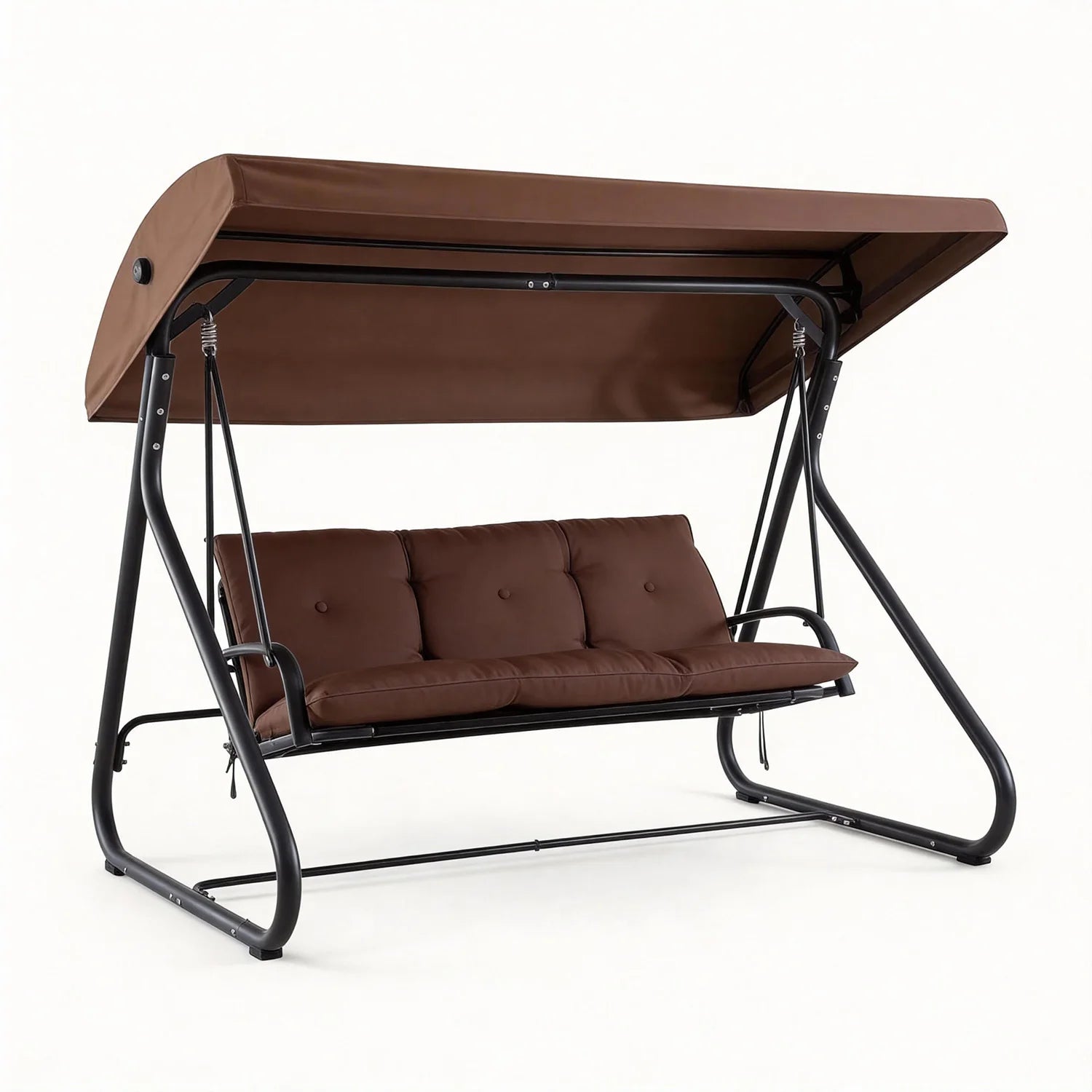 3-Seat Convertible Outdoor Swing Bed With Adjustable Canopy 2-In-1 Patio Glider Bench 750lbs Capacity For Porch Backyard