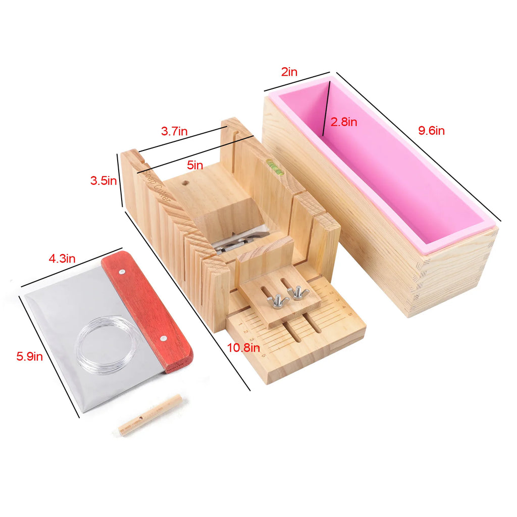 Pro Soap Making Kit, For Handmade Candles & Cakes, Adjustable Wooden Cutter, Slicer, Mold, Tools