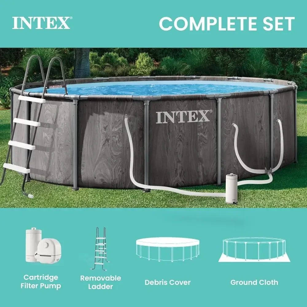 Intex 18ft x 48in Above Ground Pool Set with 1500 GPH Filter Pump, Ladder, Cover, and Ground Cloth