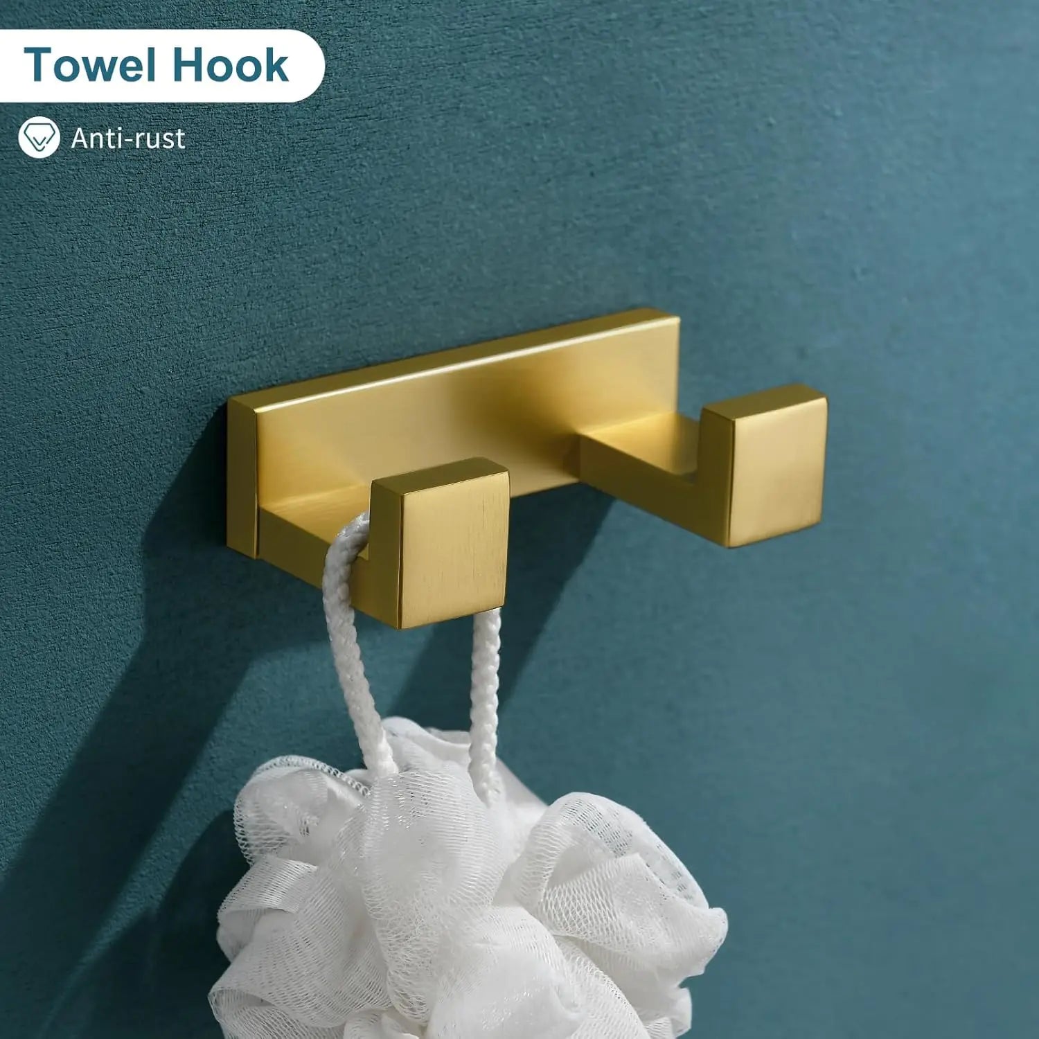 Gold Bathroom Accessory Set, 4 Pieces, Stainless Steel, Wall Mount