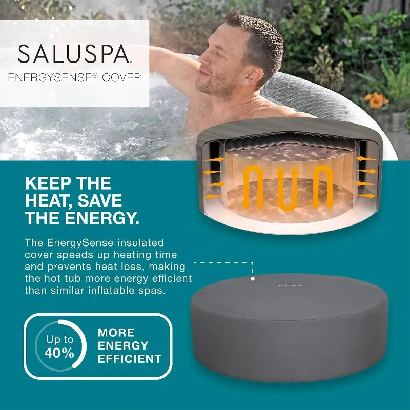 Bestway SaluSpa Honolulu 4-to-6 Person Inflatable Hot Tub, Round Energy-Efficient Portable Outdoor Spa with 140 Air Jets, 77" x 28"