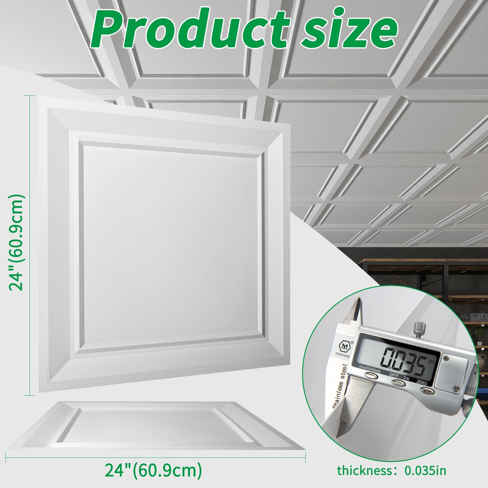 PVC Drop Ceiling Tiles, 24" x 24", Fire Rated And Waterproof, Covers 48 Square Feet