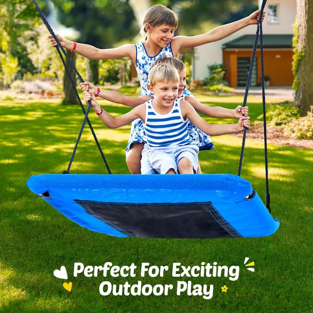 60" Heavy Duty Platform Tree Swing for Kids & Adults, 700lbs Capacity, UV-Proof Textilene, Adjustable Ropes & Hanging Straps