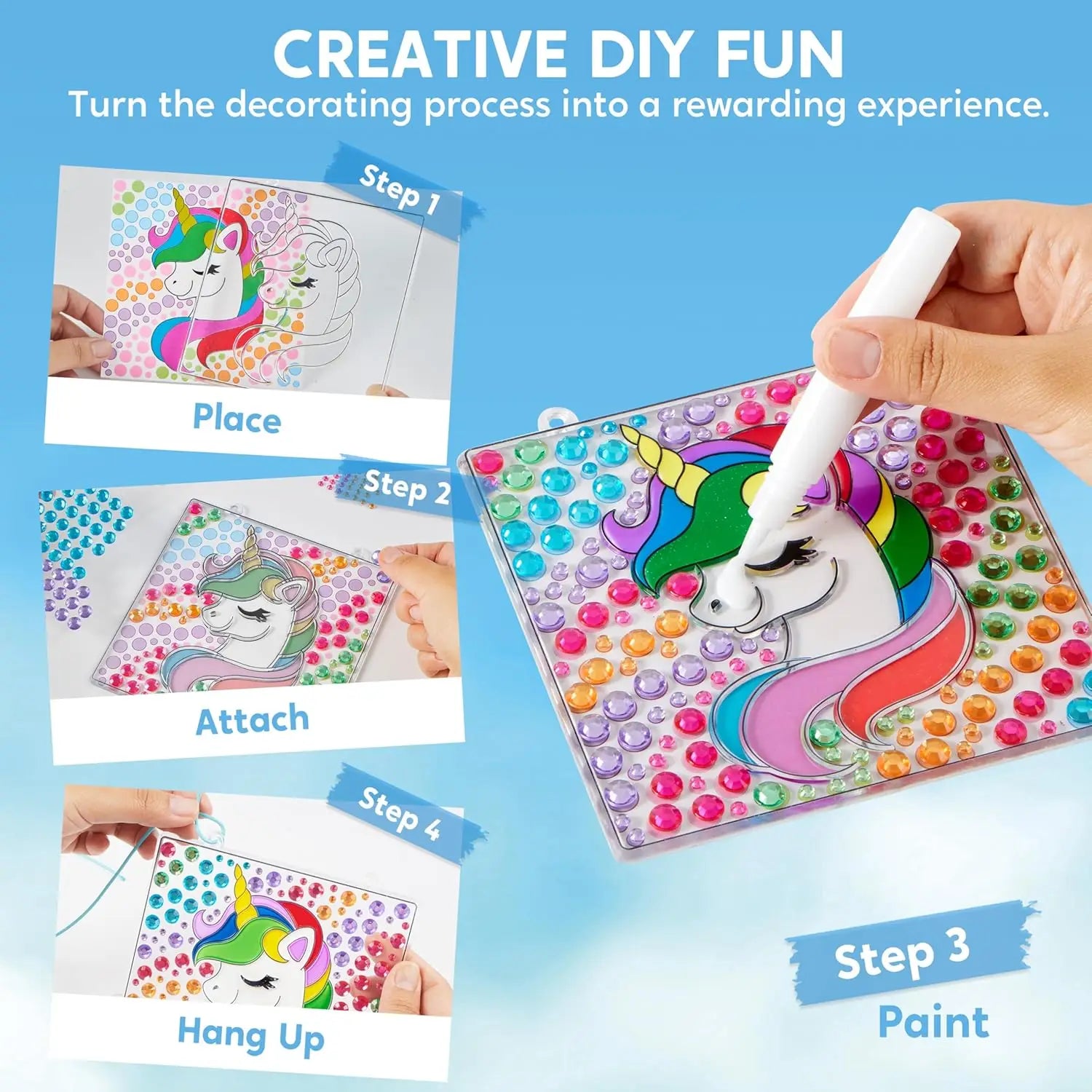 JOYFY 4PCS Window Art, 2-in-1 Gems and Gels Suncatcher, Diamond and Gels Arts & Crafts,
