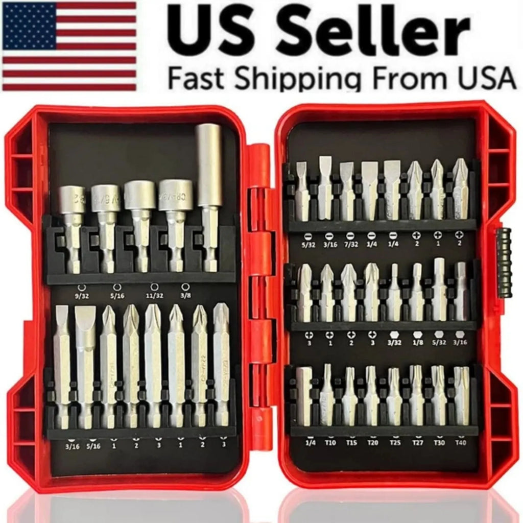 Keega Tools 37 Piece Impact Screwdriver Bit Set Nut Driver Torx, Slotted, Phillips Tool Magnetic Drill Bits