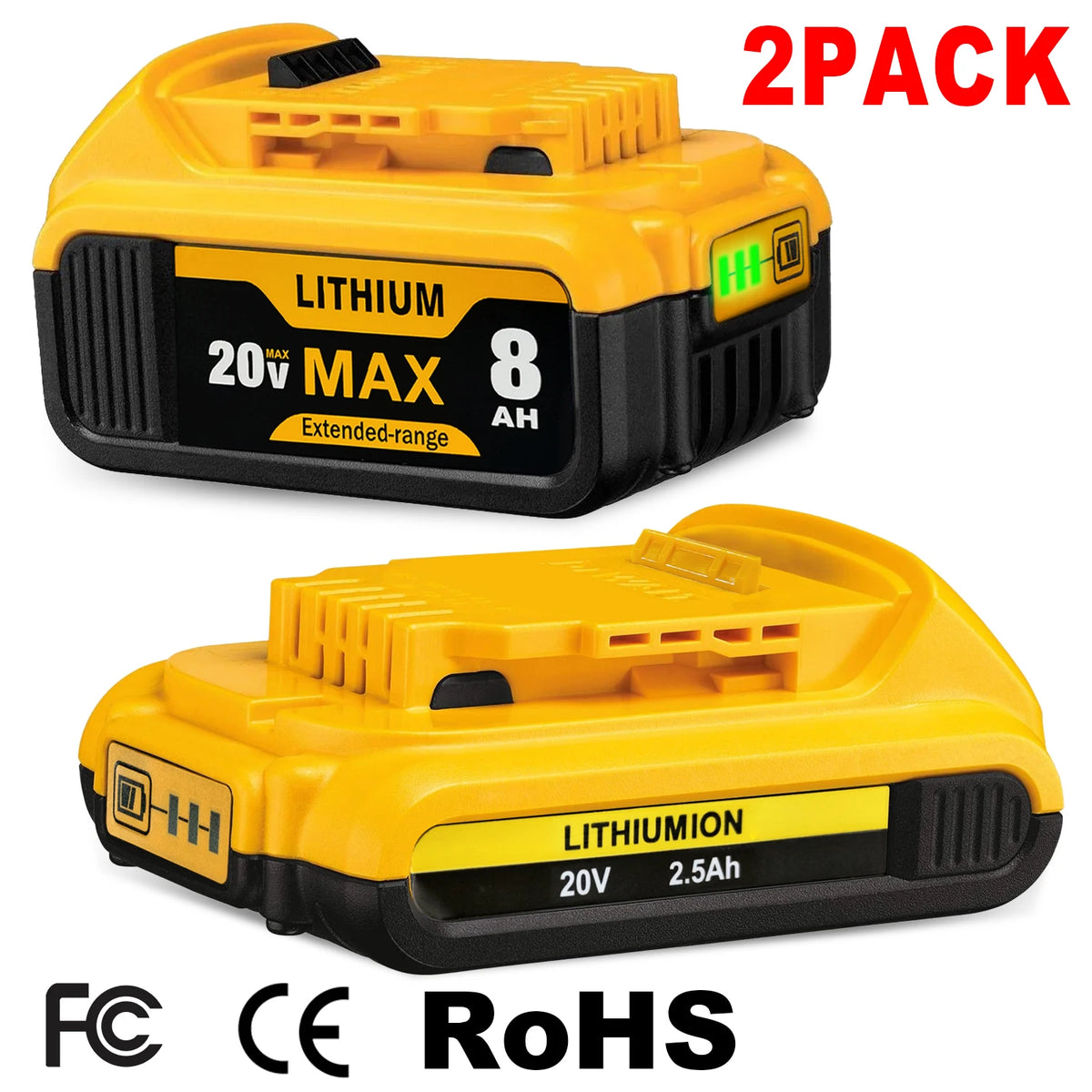 Replacement Battery for DeWalt 20V Tools — Models DCB200/DCB203 Tool Battery Pack, Compatible with a Wide Range of Power Tools