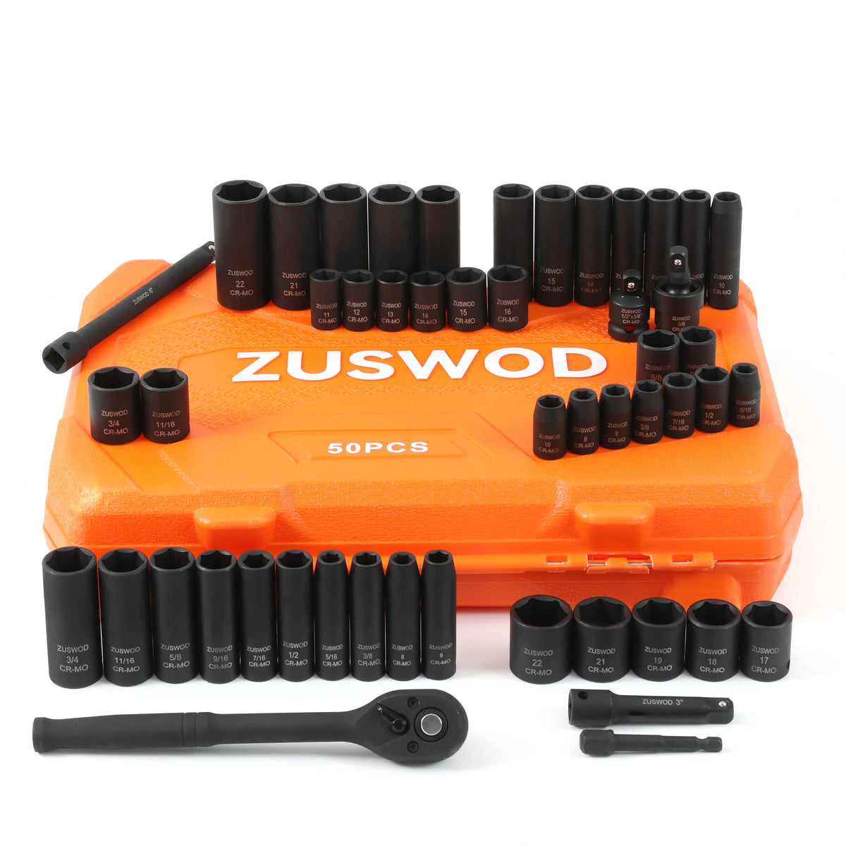 Zuswod Ratchet wrench impact socket tool set, 3/8-inch drive impact  Socket tool set, CR-V material, high-end professional car repair tool set, one-stop solution for home car, motorcycle, bicycle and other repair projects, pr