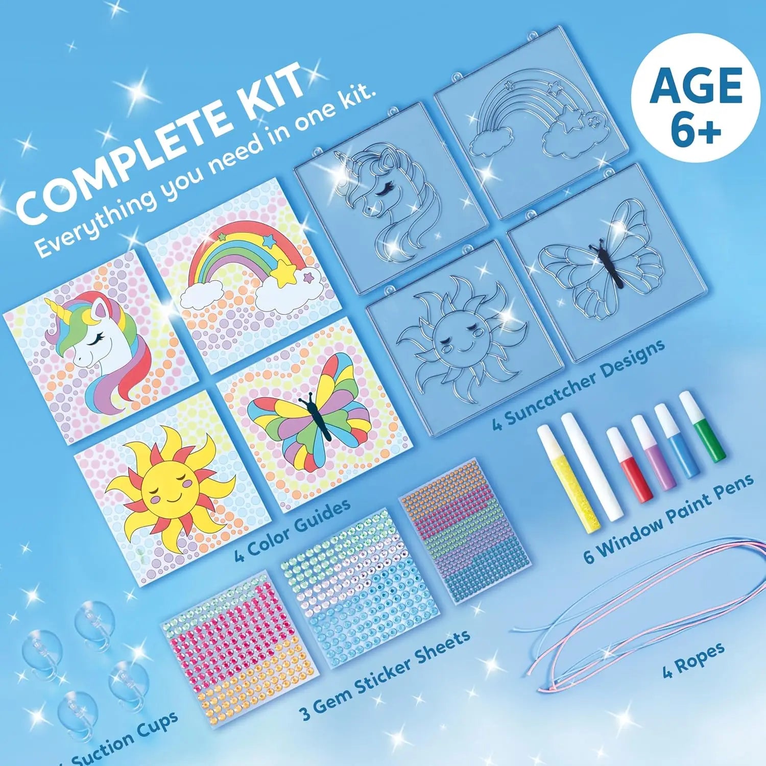 JOYFY 4PCS Window Art, 2-in-1 Gems and Gels Suncatcher, Diamond and Gels Arts & Crafts,