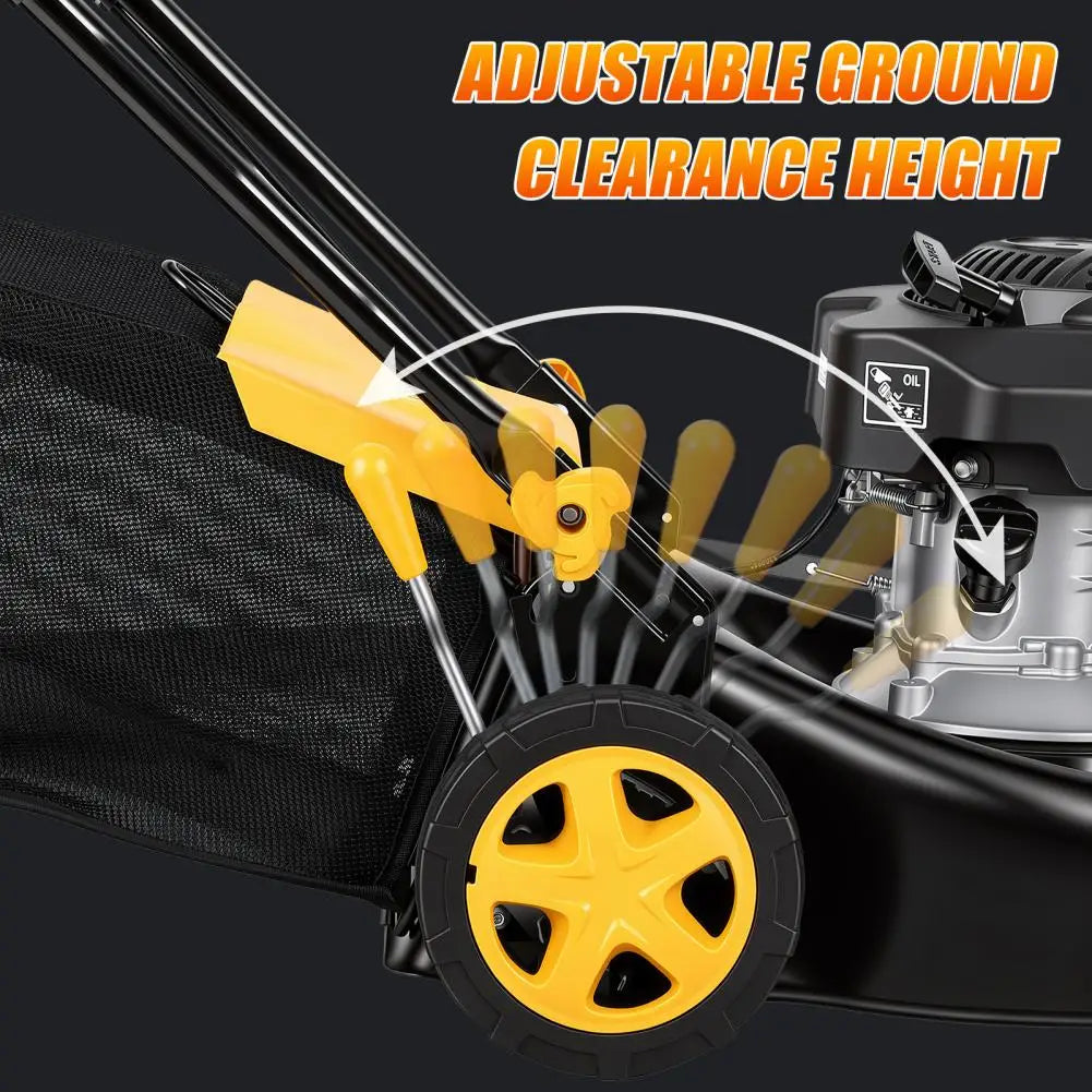 Lawn Mower, 4-Stroke Air-Cooled Engine 16" Gas Lawn Mower, 3 In 1 Self Propelled Hand Push Lawn Machine With 45L Grass Tank