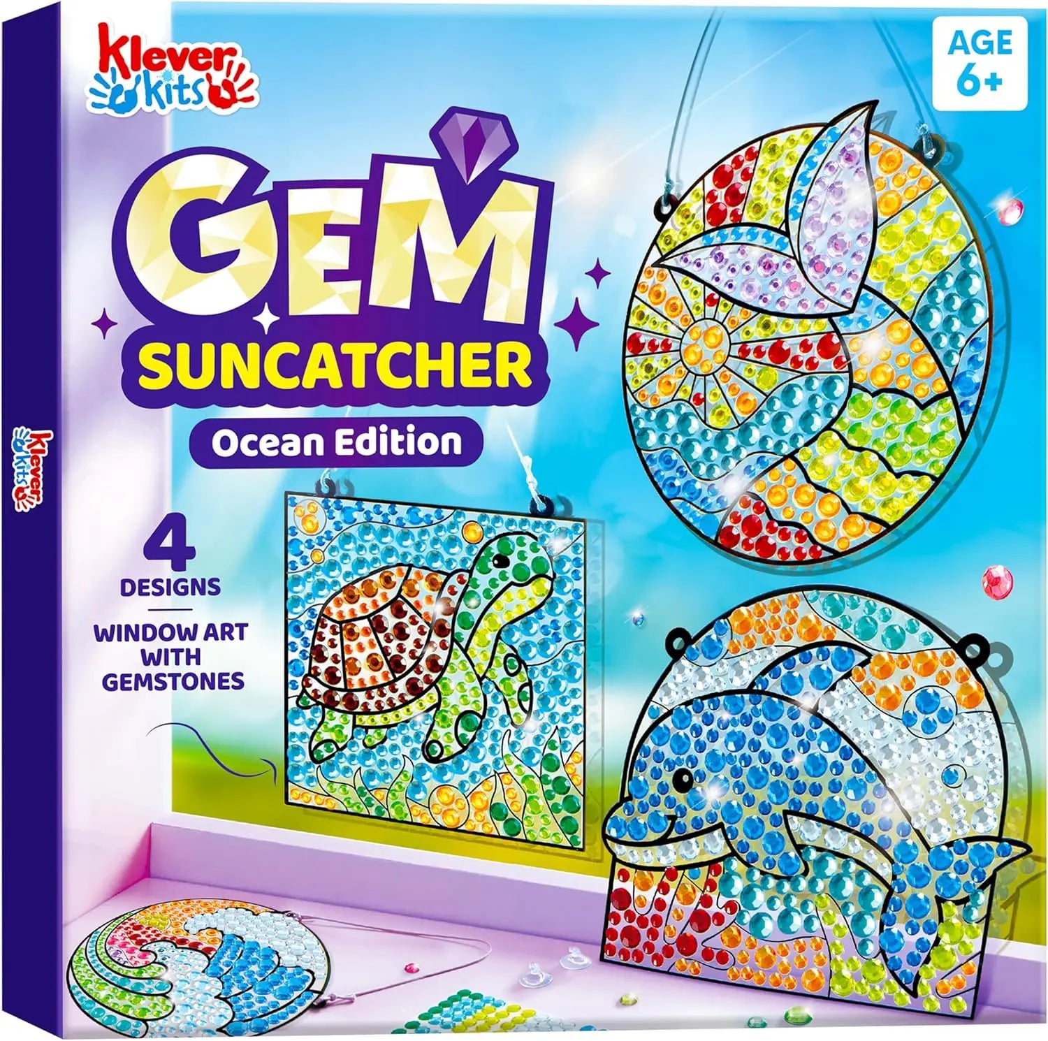 JOYFY 4PCS Window Art, 2-in-1 Gems and Gels Suncatcher, Diamond and Gels Arts & Crafts,