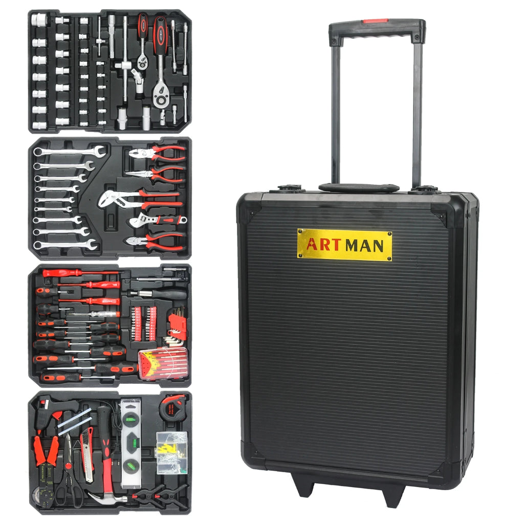 899 Piece Tool Set, Home Tool Kit with Rolling Toolbox, Hand Tool Set with Toolbox, Auto Repair Tool Set, Black