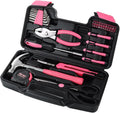 39 Pcs All Purpose Basic Household Pink Tool Kit for Women - Small Tool Set with Toolbox Great for Home, Garage, Office and College Dormitory Use