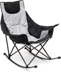 Oversized Rocking Camping Chair, Fully Padded High Back Patio Recliner with Headrest, Heavy Duty 500 LBS Capacity, Portable Lawn