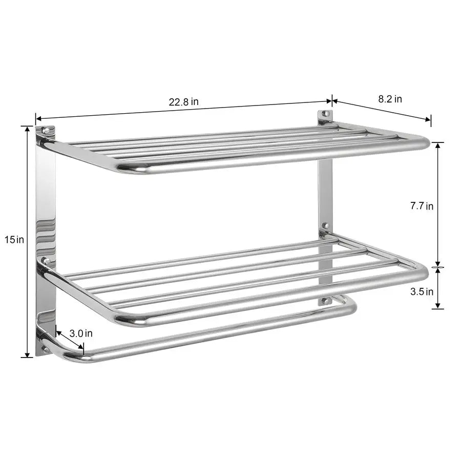 Rack for Bathroom, 23 Inch Tower Holder with Tower Bars, SUS 304 Stainless Steel Lavatory Bath Towel Shelf Towel Hanger Wall Mou