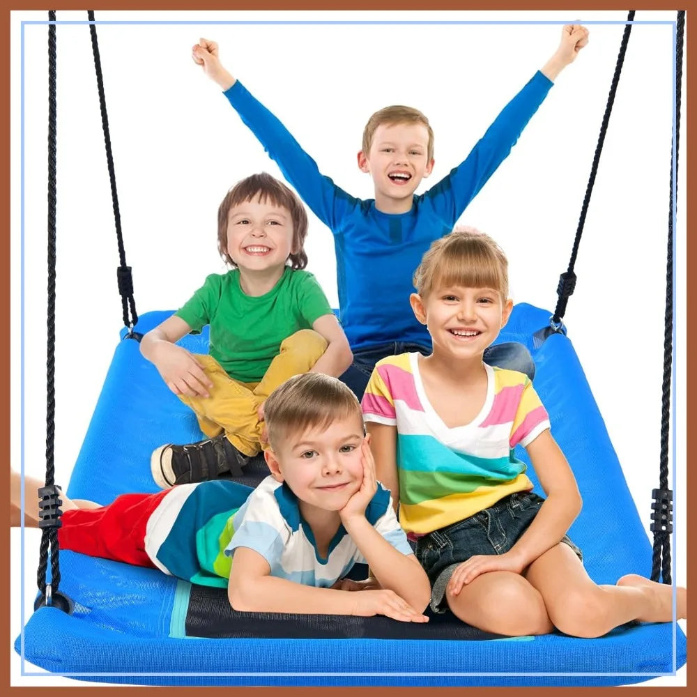 60" Heavy Duty Platform Tree Swing for Kids & Adults, 700lbs Capacity, UV-Proof Textilene, Adjustable Ropes & Hanging Straps