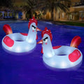 Inflatable Pool Floats with Lights, 63" Chicken Pool Floaties with Solar Powered RGB Color Changing, Large Animal Pool Floats A