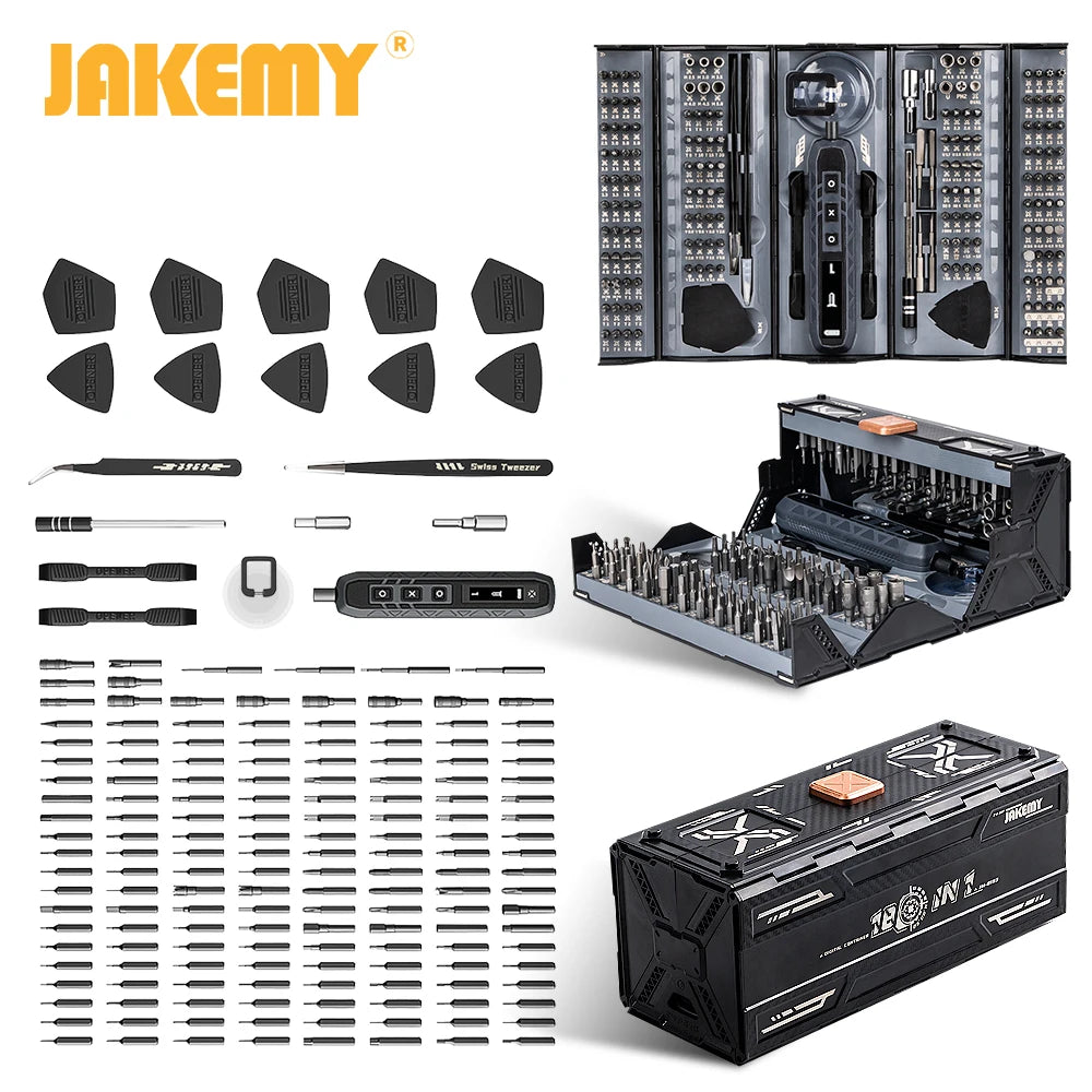 180 In 1 Black Precision Cordless Screwdriver Set, Magnetic Bits, Repair Kit For Laptop/Phone/Glasses