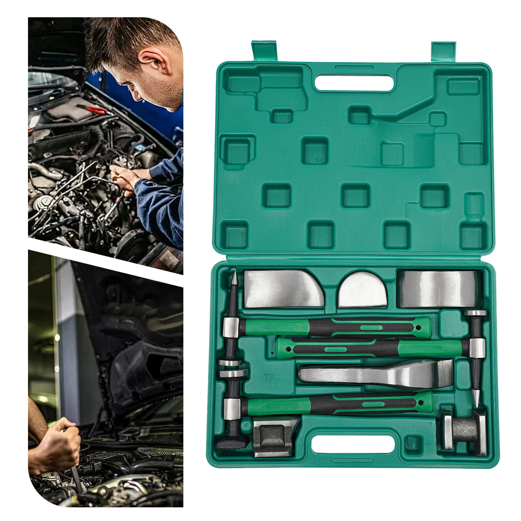 9 PCS Auto Body Steel Manual Repair Tool Kit, Dent Repair Kit, Sheet Metal Hammer, Sheet Metal Lining Irons