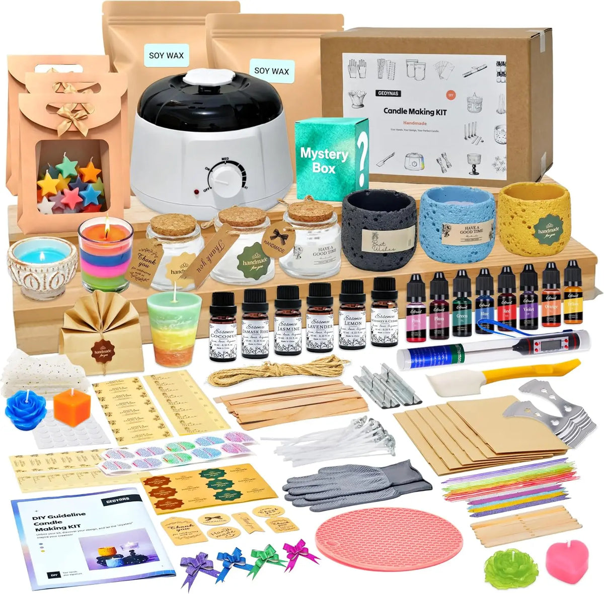 128pcs Candle Making Kit for Adults & Beginners–Soy Wax Candle Making Supplies,4Lb Soy Wax,6 Units Long-Lasting Scents,30pcs Candle Wicks,Wax Melter–Crafts for Adults Women,Gifts for Hobbies