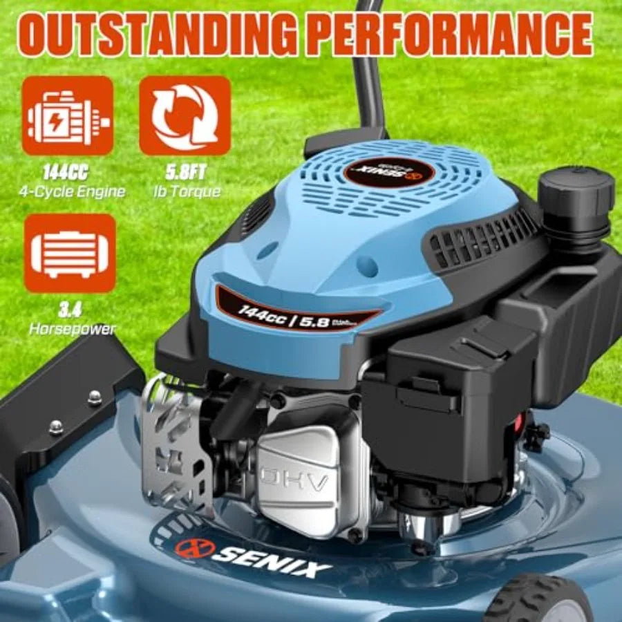 Sinex 20 Gas Lawn Mower, 144 cc Gas Powered Lawnmower, 4-Cycle Engine Walk-Behind Push Lawn Mowers, 3 Cutting Height, Lightweight