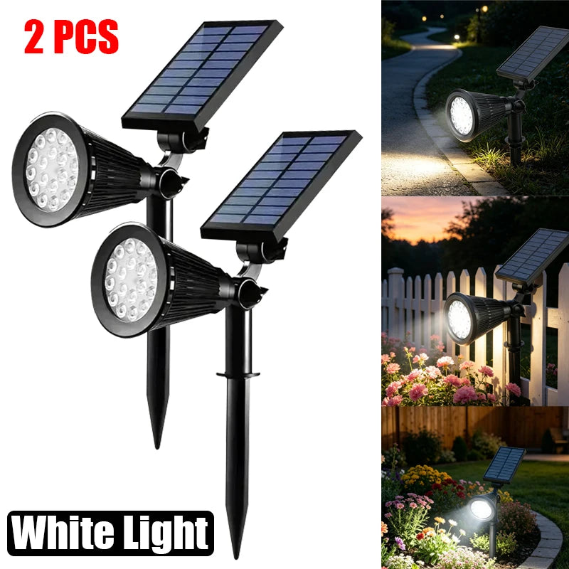 Solar Power Spot Lights Outdoor Waterproof for Christmas Decorations Flag Tree Wreath Santa Claus Snowman Bright LED Landscape Lamp Uplights for Outside Garden Yard Patio Sidewalk Warm White