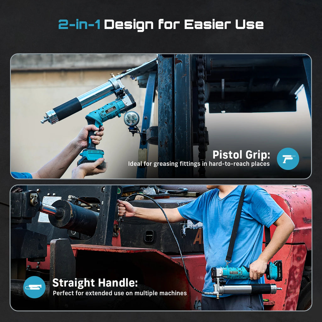 SeeSii Grease Gun 12000PSI 2-in-1 Electric Grease Gun Kit & 4000 PSI Mini Portable Grease Gun Kit Car Oil Pump Oil Change Tool with 2.0Ah Battery Flexible Hose for Automotive Marine Easy Priming Works