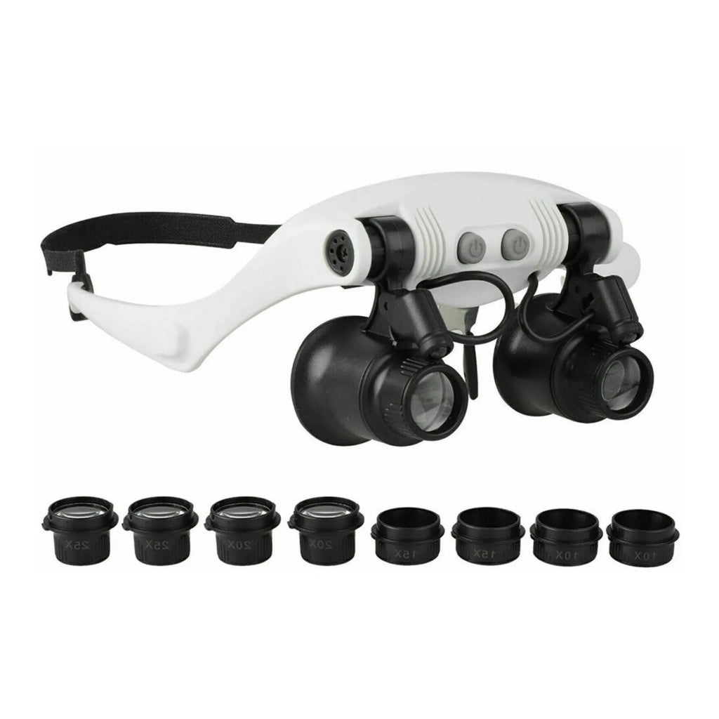 Accurate 10X 15X 20X 25X LED Magnifier Double Eye Jewelery Watch Repair Tools LED Lanp Loupes Watchmaker Strap Microscope Glass