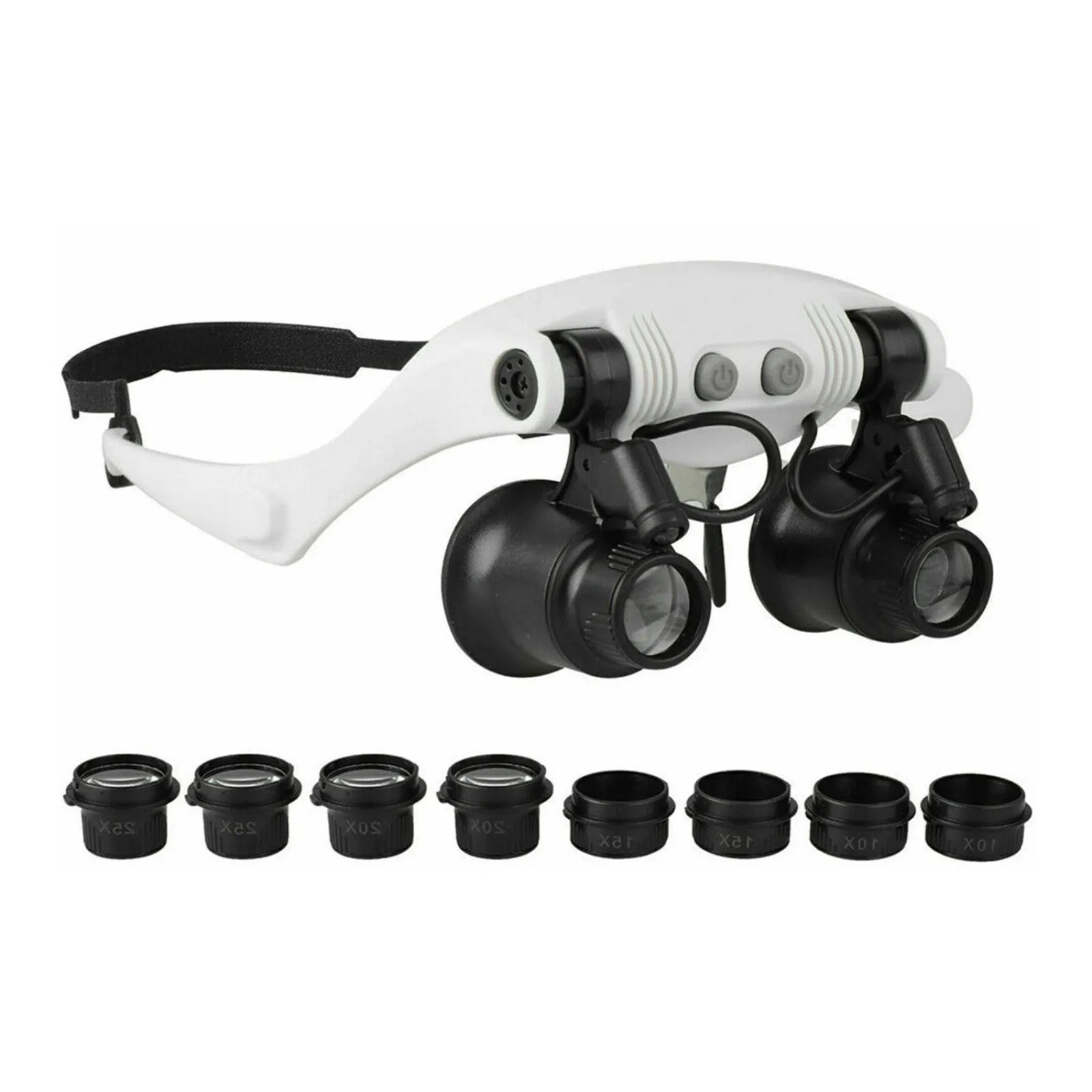Accurate 10X 15X 20X 25X LED Magnifier Double Eye Jewelery Watch Repair Tools LED Lanp Loupes Watchmaker Strap Microscope Glass
