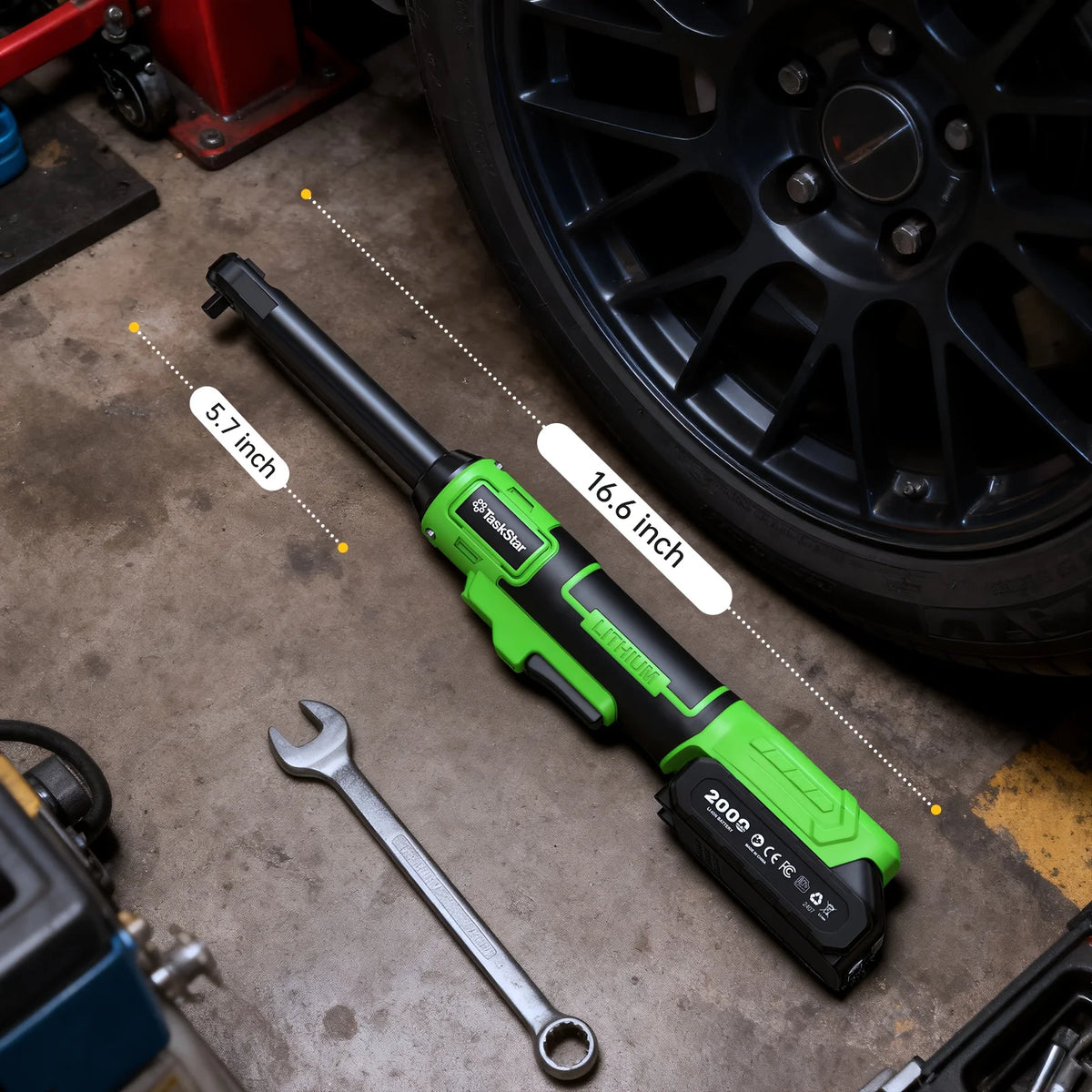 TaskStar 6.3-inch Extended Ratchet Wrench 3/8" Driver Cordless Electric Wrench Car Dismantling Power Tool For DIY Car Mechanic
