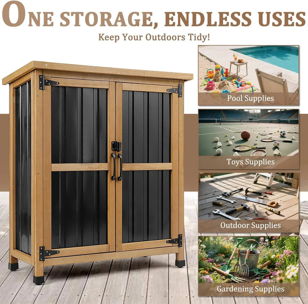 Petscosset Outdoor Storage Shed, Garden Storage Cabinet