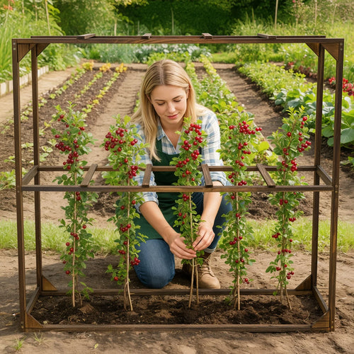 5 Slots Outdoor Wooden Tomato Cranberry Support Trellis Support Frame for for Vegetables Cranberry Cage