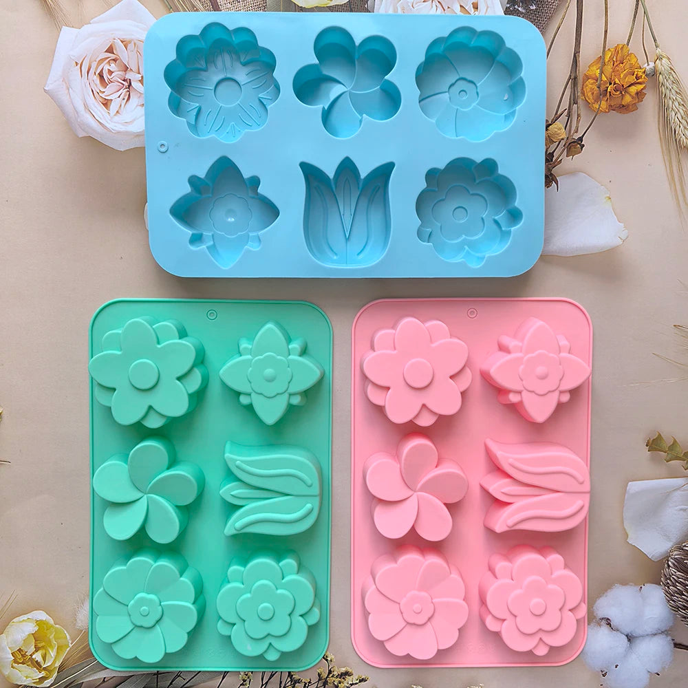 Silicone Flower Molds, Flower-shaped Baking Molds, Molds For Soap and Candle Making, Molds For Cake & Chocolate Molds