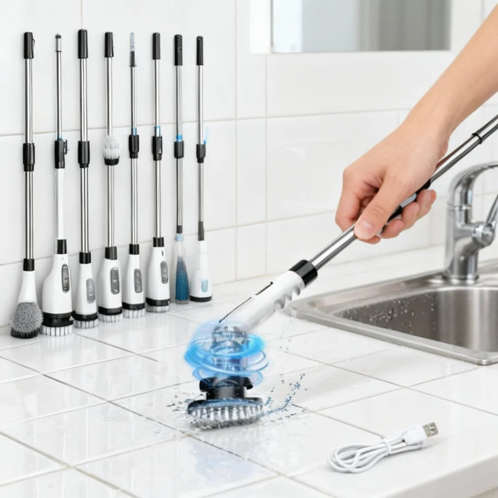 Premium Cordless Electric Spin Scrubber Long Handle Power Scrubber for Bathroom Tub Kitchen Tile Cleaning Must Have 2026
