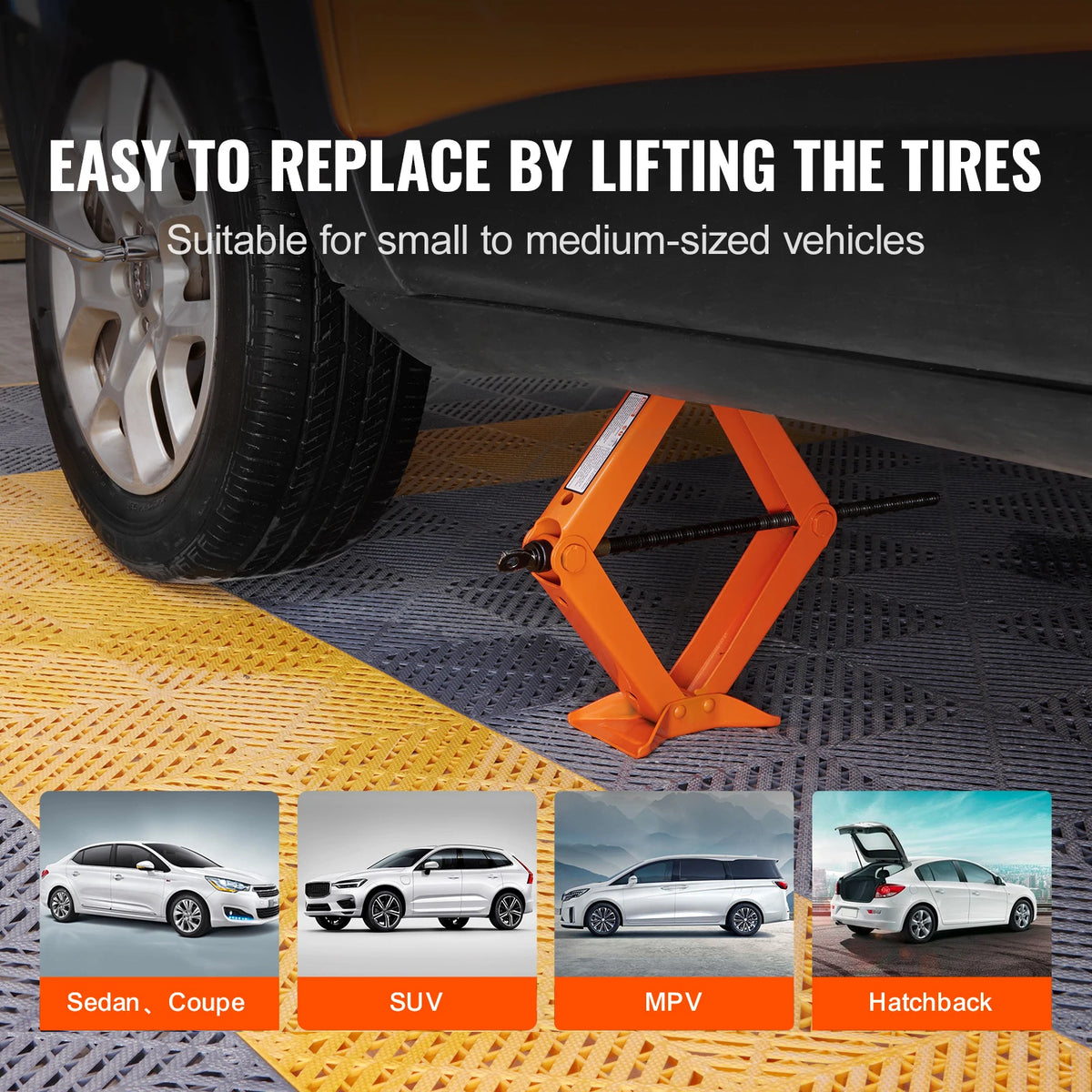 SucceBuy Scissor Jack 2.5 Ton/5512 lbs Scissor Car Jack 3.7"-17.1" Lifting Range Scissor Lift Jack Portable Tire Jack for Car