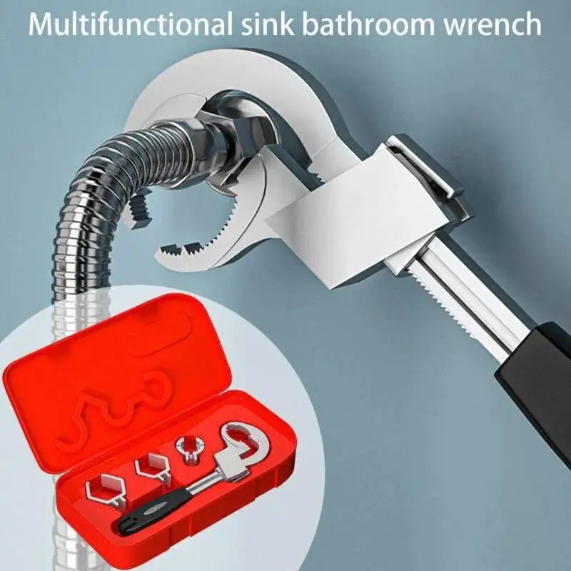 Multi-Functional, Adjustable Water Pipe Wrench, Bathroom Faucet, Circular Arc Toothed Manual Maintenance Kit