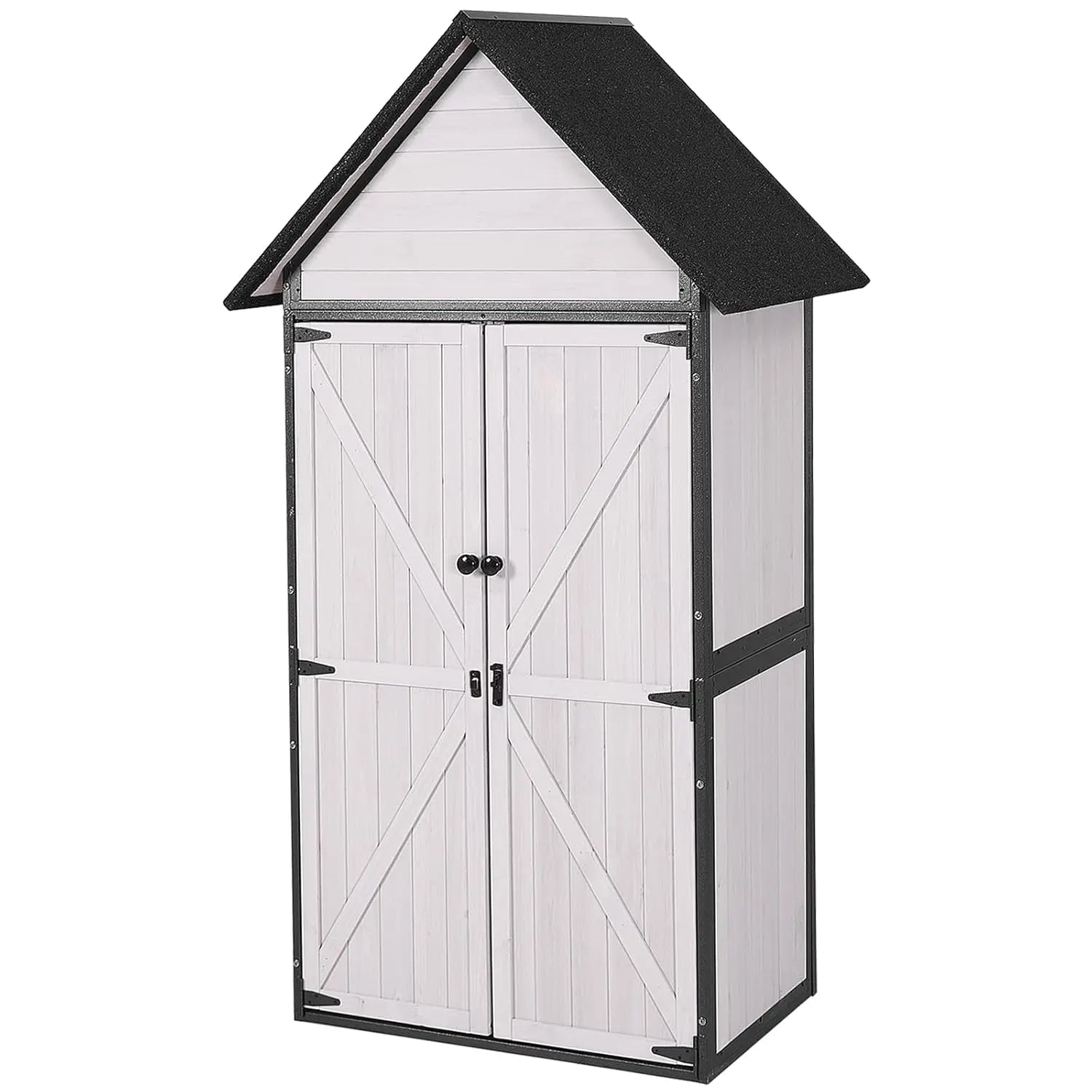 Outdoor Metal Frame Storage Shed Tool Cabinet Wooden Floor Adjustable Shelves Garden 2.5x1.4FT, Customized