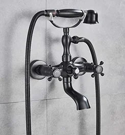 Black Brass Bathtub Faucet, Handheld Shower, Phone Cradle Handheld Holder, Black Brass Or Antique Brass