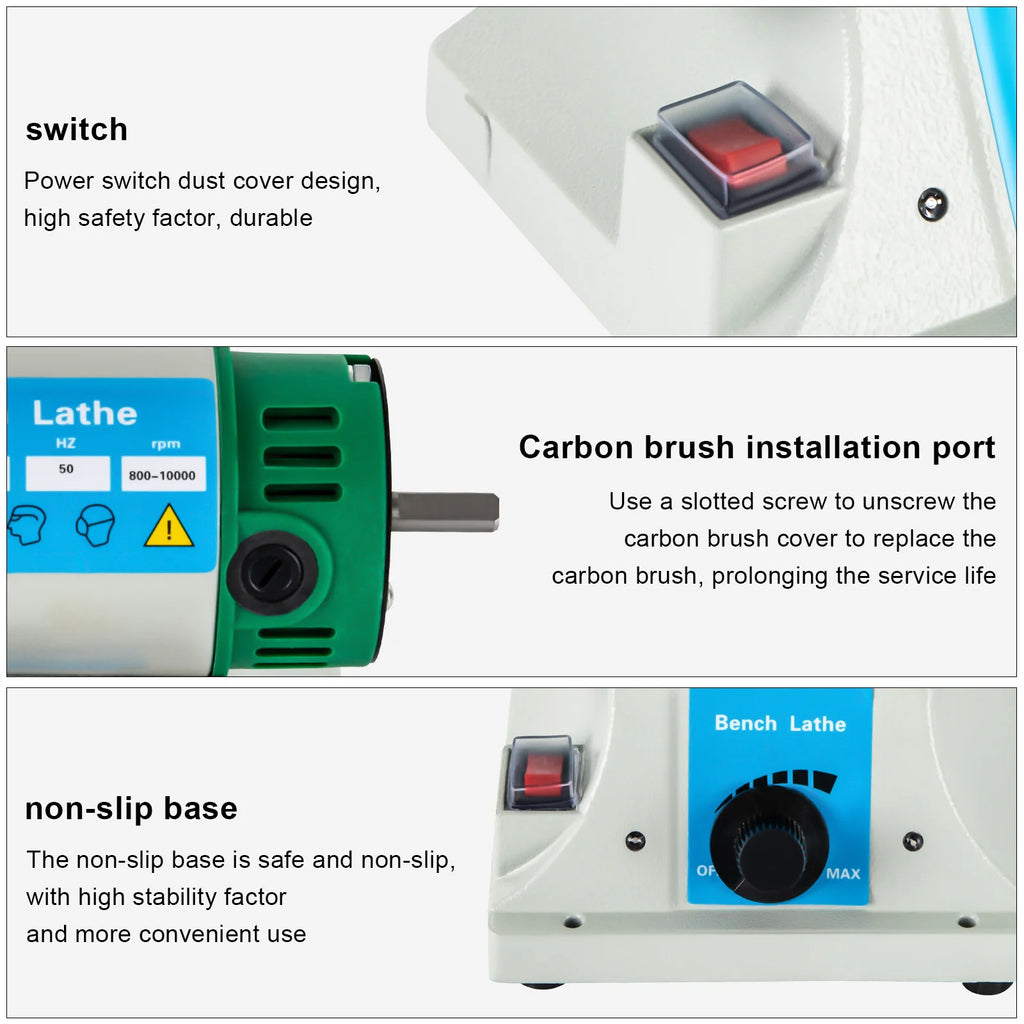 800W Jewelry Polisher Adjustable Variable Speed Polishing & Buffing Machine US Standard/EU Standard